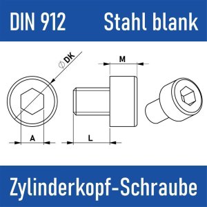 DIN 912 Zylinderkopf-Schraube Stahl blank