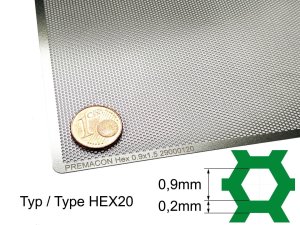 Etched grille Hex / Hexagon A5 210x148mm stainless steel...
