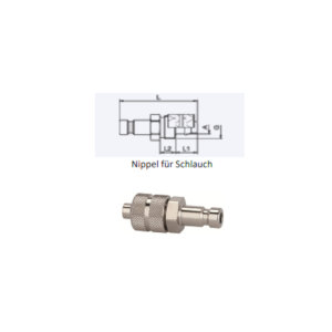 Nipple for couplings NW 2.7, nickel-plated brass, for...