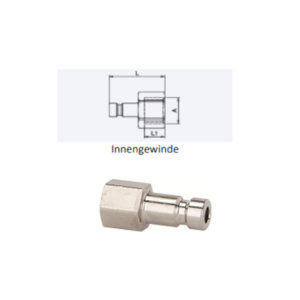 Nipple for couplings NW 2.7, nickel-plated brass, M5 IT, SW 7