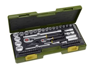 Socket set with ratchets, 1/4" and 1/2" (65...